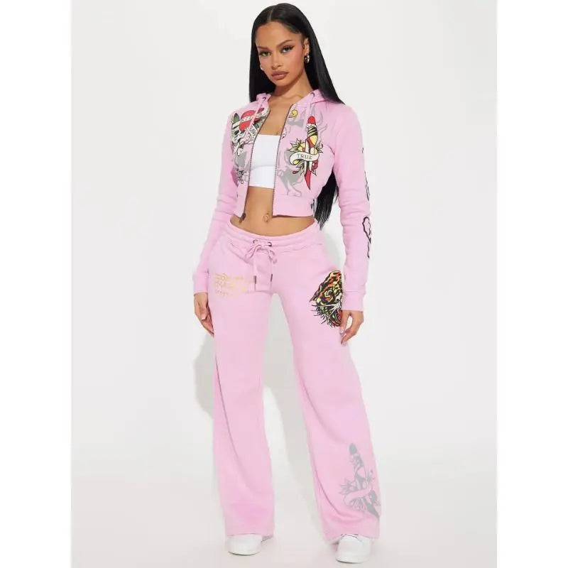 Piece Sets Womens Clothing Letter Print Sweatsuit Hoodie Zipper Hoodie and Sweat Pants Suits Tracksuit Set Womenswear Comfort Fathersdaygift Streetwear Joggers