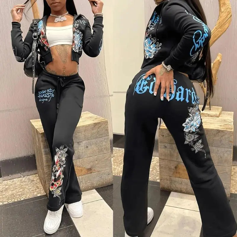 Piece Sets Womens Clothing Letter Print Sweatsuit Hoodie Zipper Hoodie and Sweat Pants Suits Tracksuit Set Womenswear Comfort Fathersdaygift Streetwear Joggers