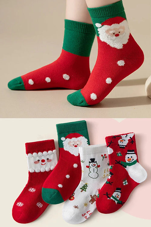 4 Pair Christmas Socks Kids and Adults Soft Comfortable Festive Wear